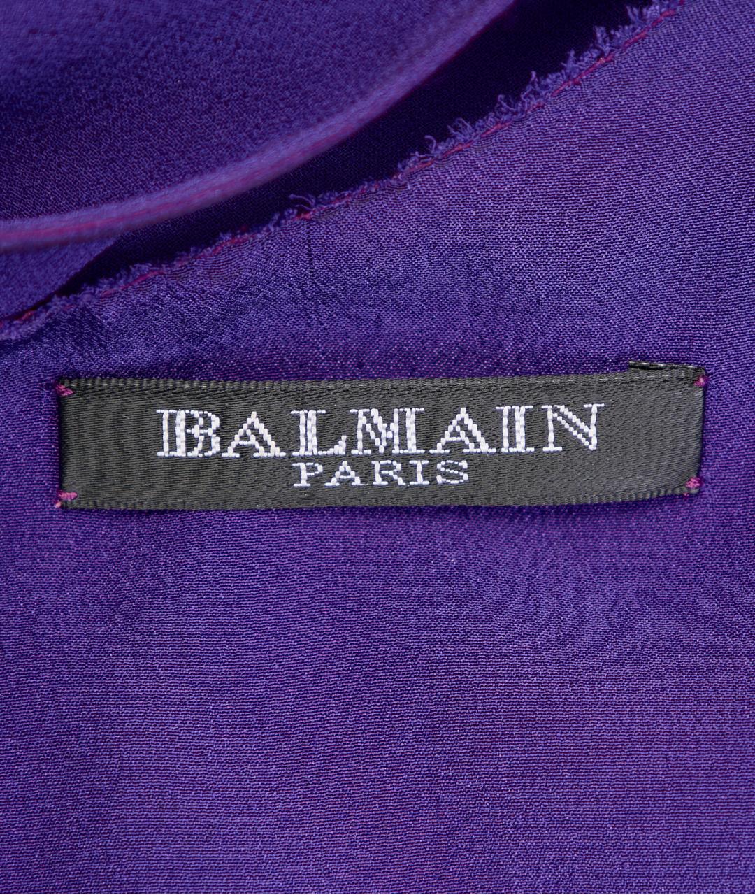 BALMAIN Фиолетовое шелковое коктейльное платье, фото 3