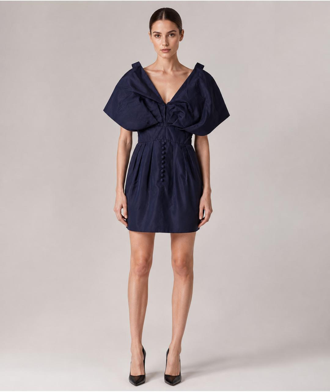 CHANEL Синее шелковое коктейльное платье, фото 2