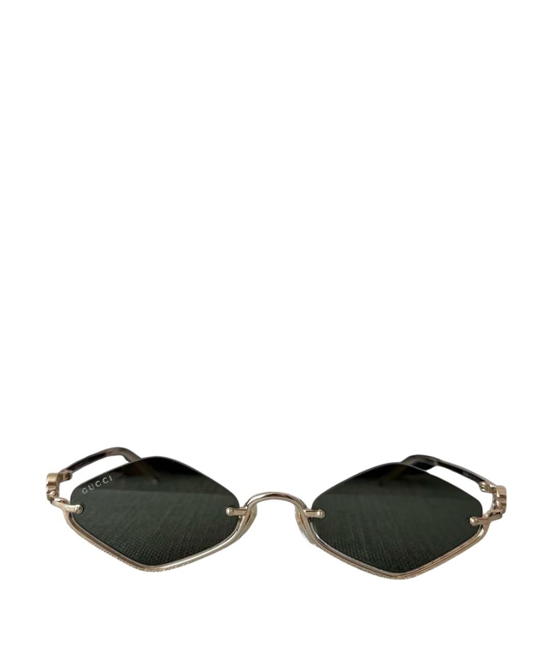 GUCCI Золотые металлические солнцезащитные очки, фото 1