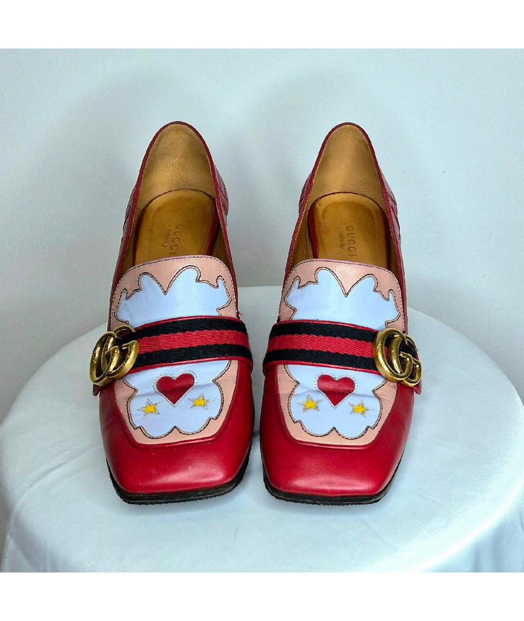 GUCCI Красные кожаные лоферы, фото 2