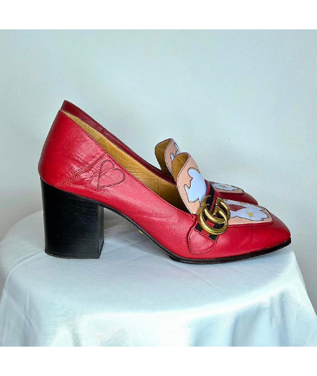 GUCCI Красные кожаные лоферы, фото 8