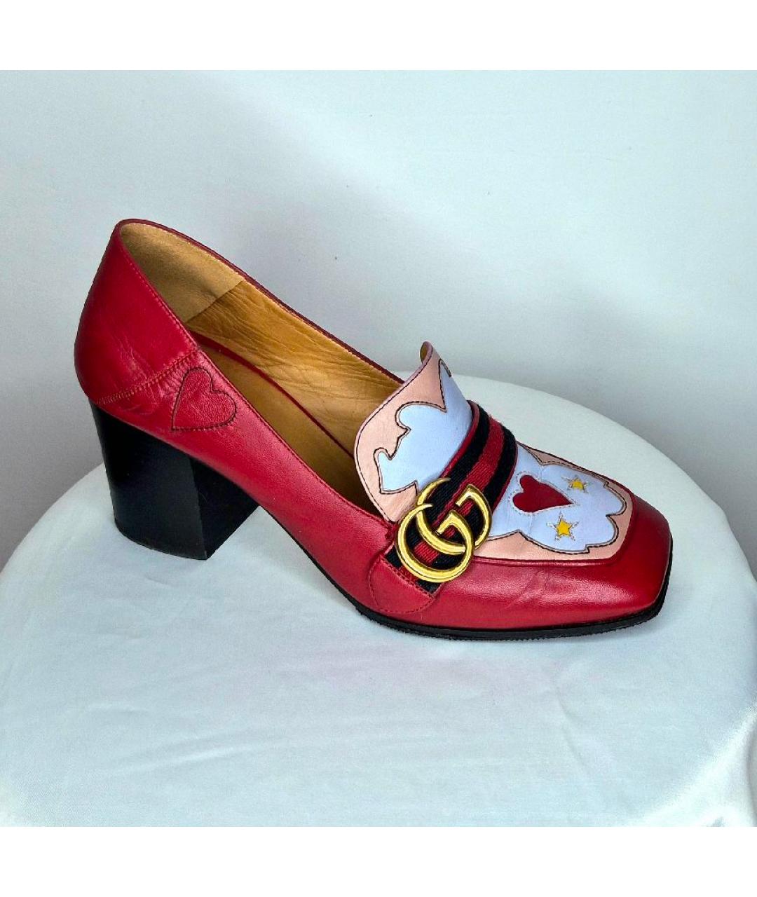 GUCCI Красные кожаные лоферы, фото 10