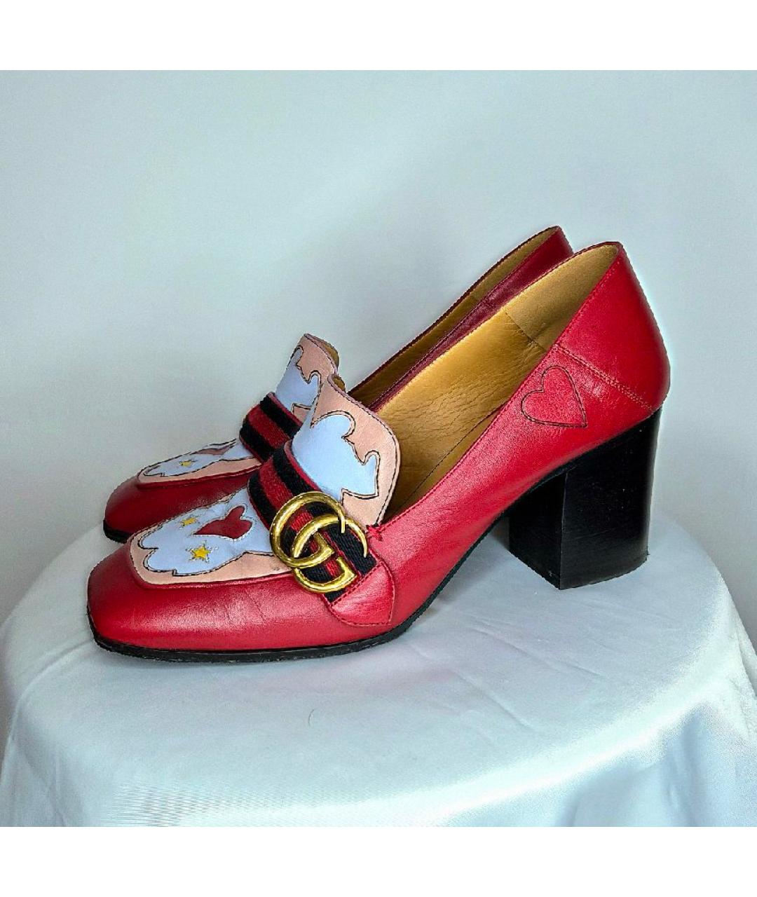 GUCCI Красные кожаные лоферы, фото 6
