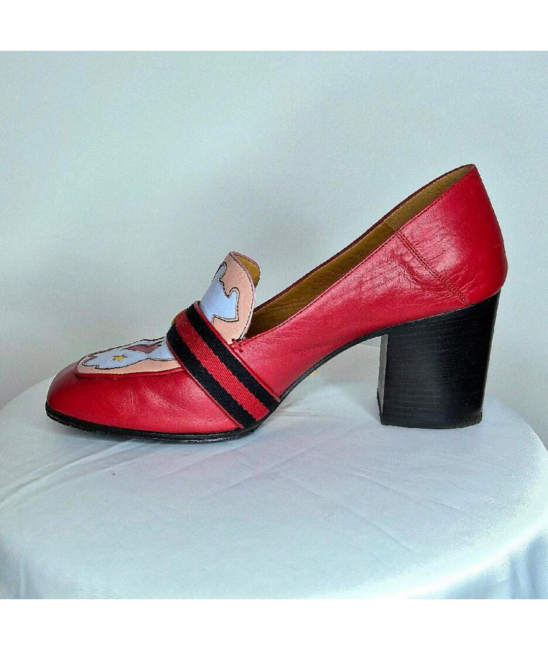 GUCCI Красные кожаные лоферы, фото 7