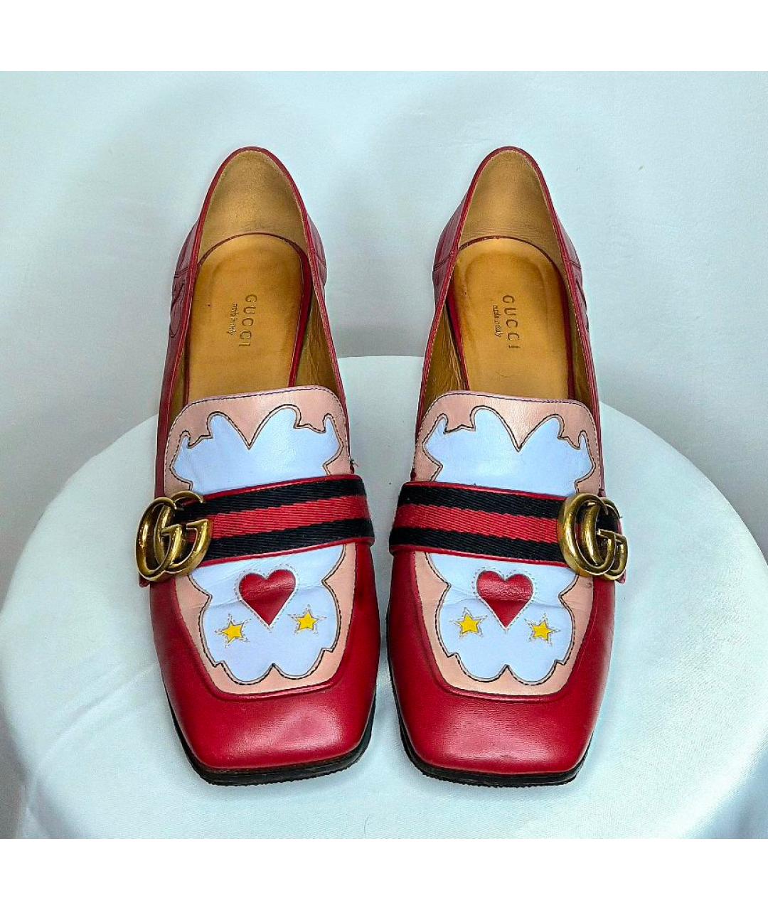 GUCCI Красные кожаные лоферы, фото 5