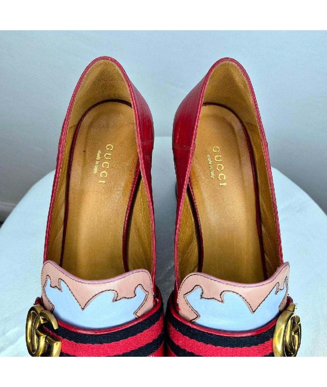GUCCI Красные кожаные лоферы, фото 3