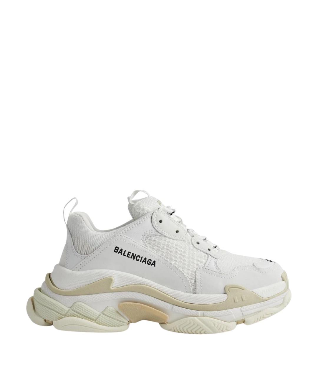 BALENCIAGA Белые кожаные кроссовки, фото 1