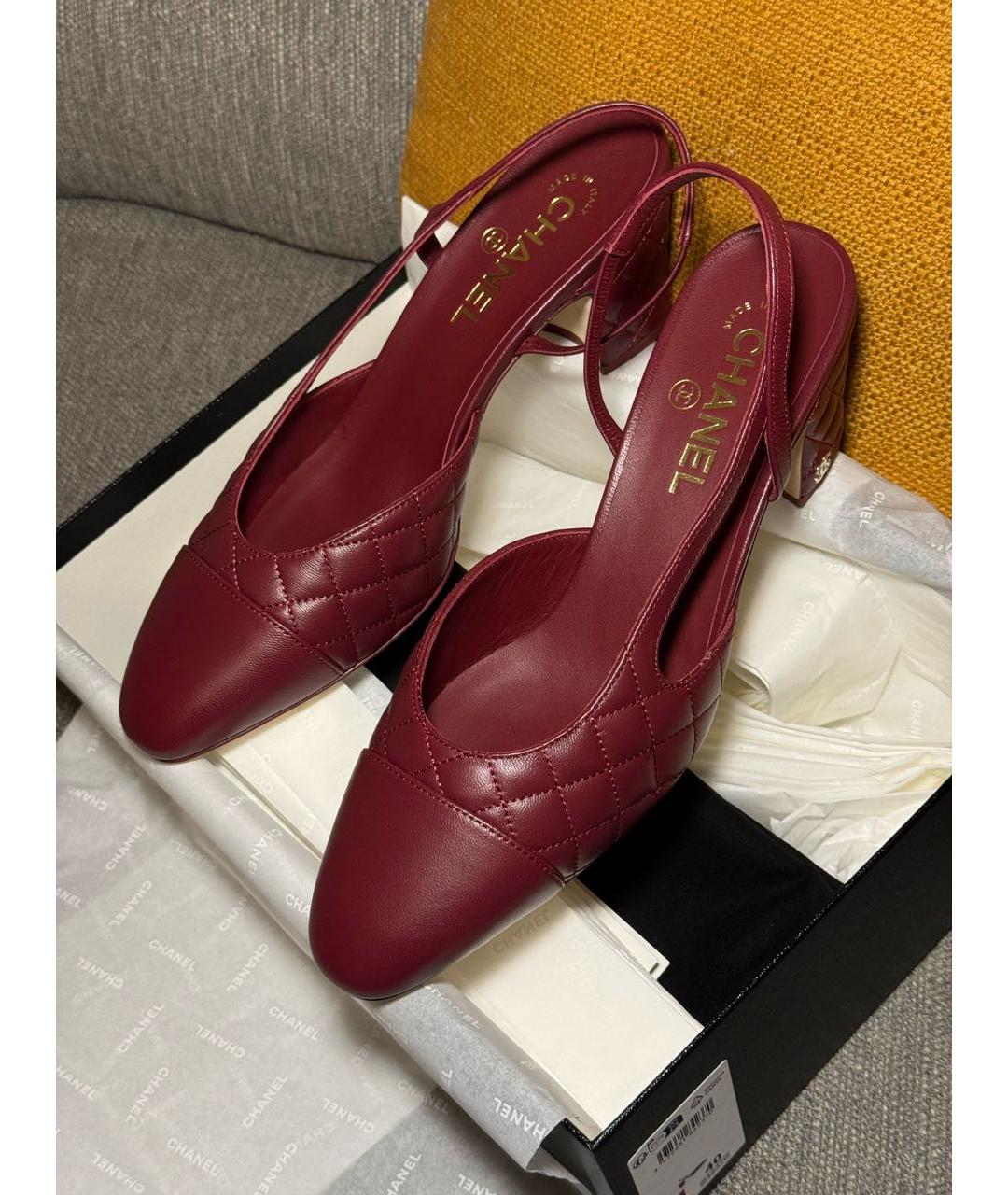 CHANEL Бордовые кожаные туфли, фото 5