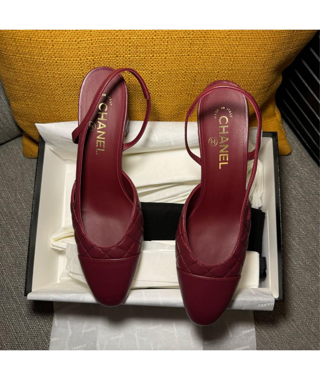 CHANEL Бордовые кожаные туфли, фото 2