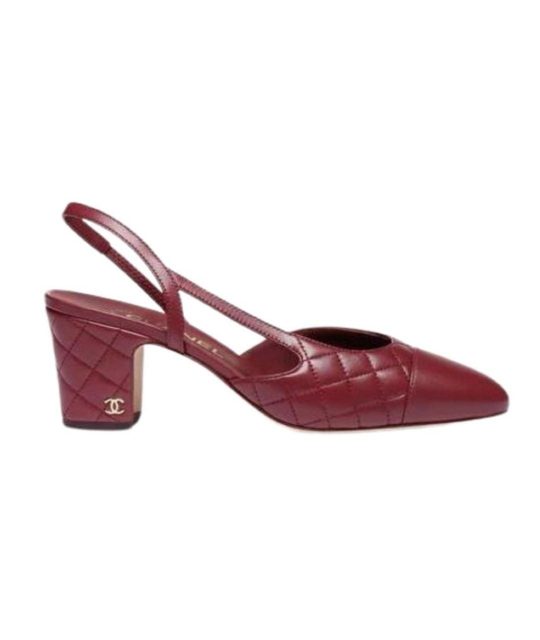 CHANEL Бордовые кожаные туфли, фото 6