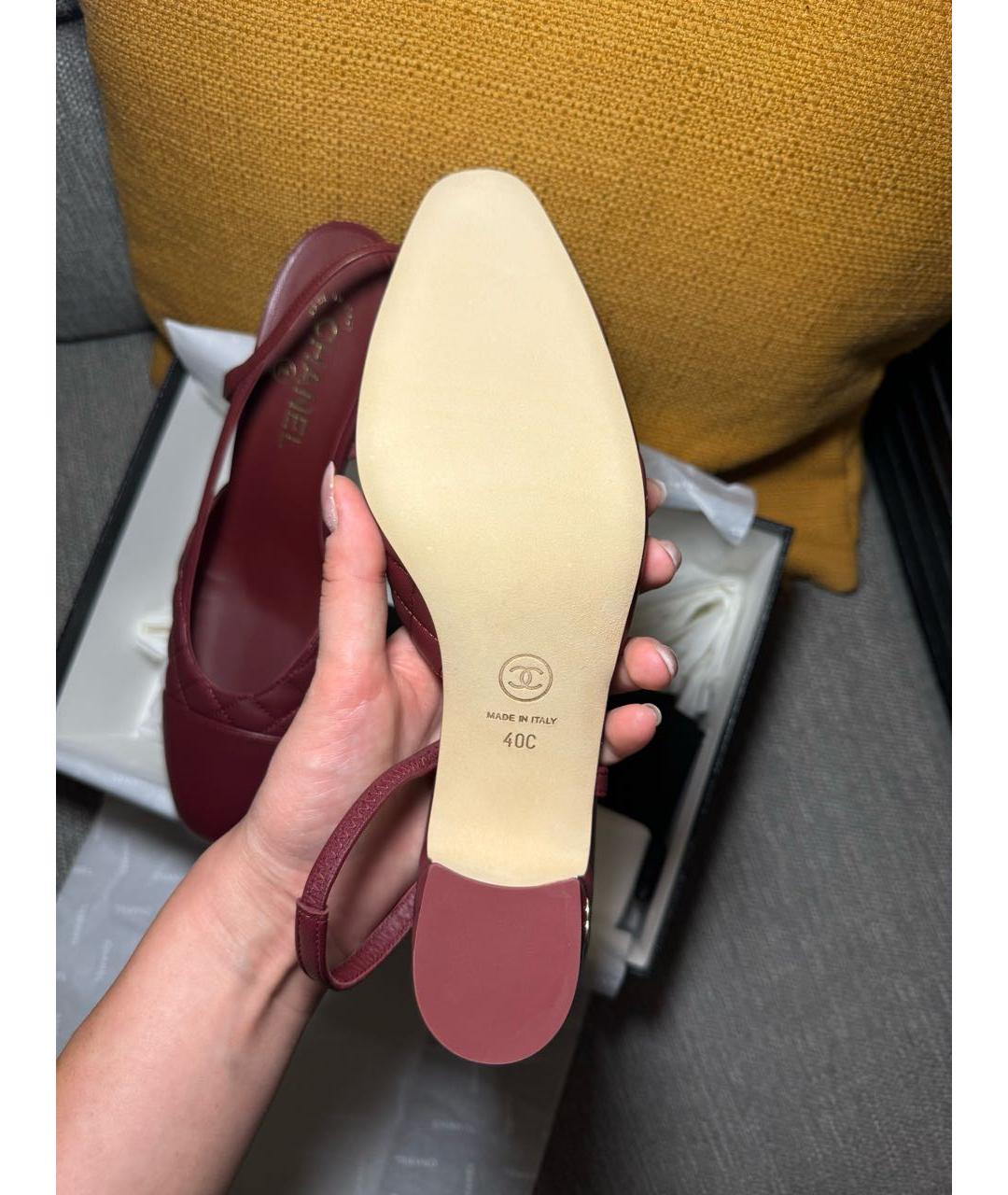 CHANEL Бордовые кожаные туфли, фото 4