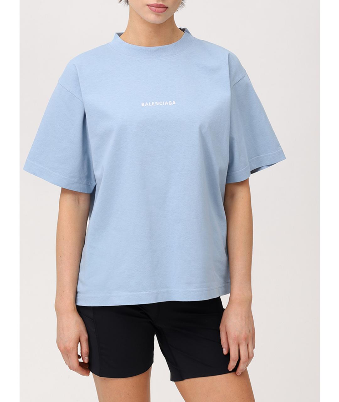 BALENCIAGA Голубая футболка, фото 4