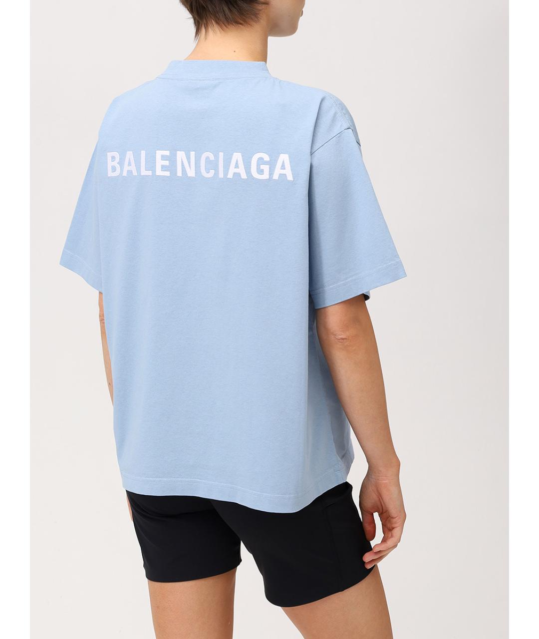 BALENCIAGA Голубая футболка, фото 3
