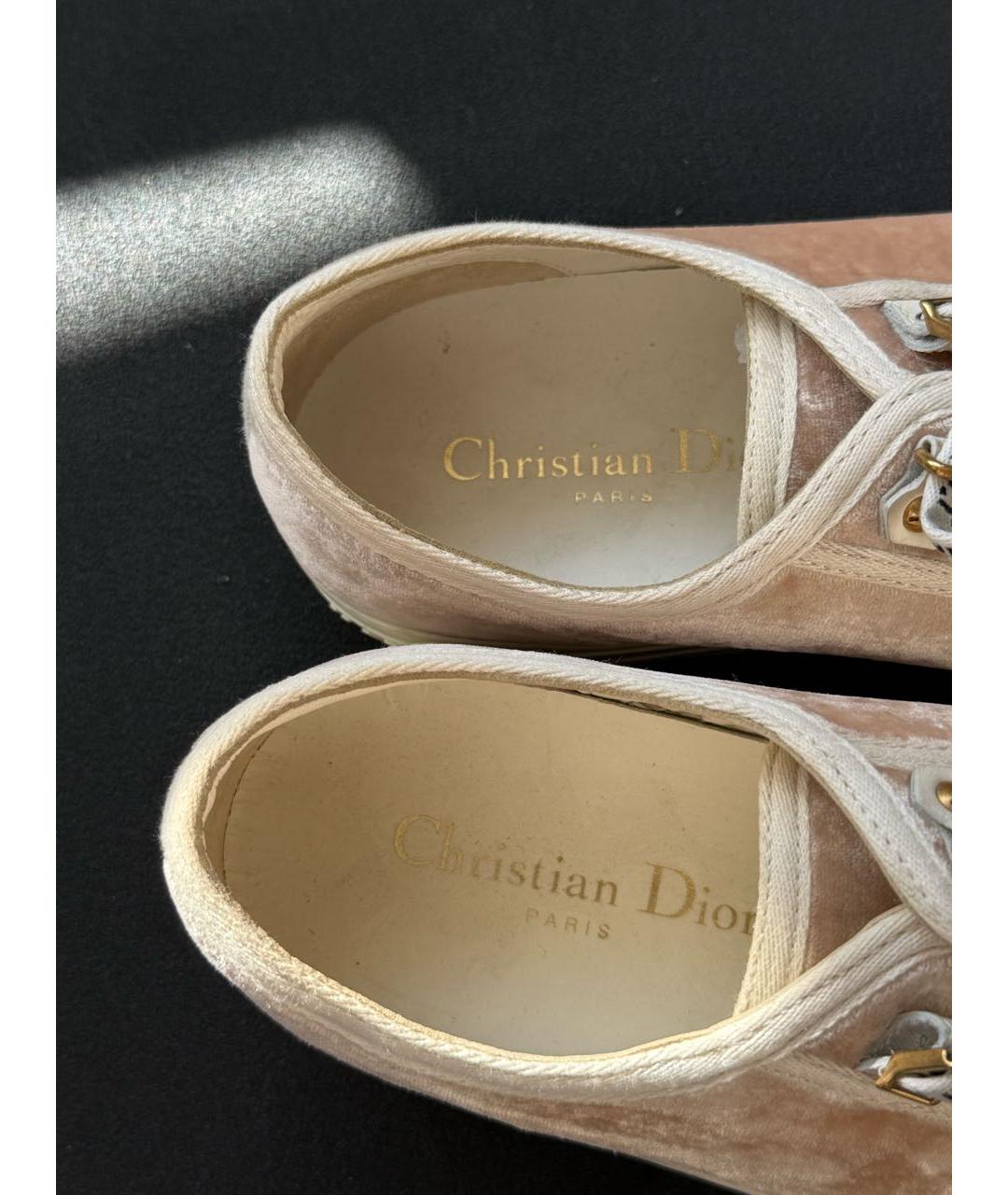 CHRISTIAN DIOR Розовые бархатные низкие кроссовки / кеды, фото 3