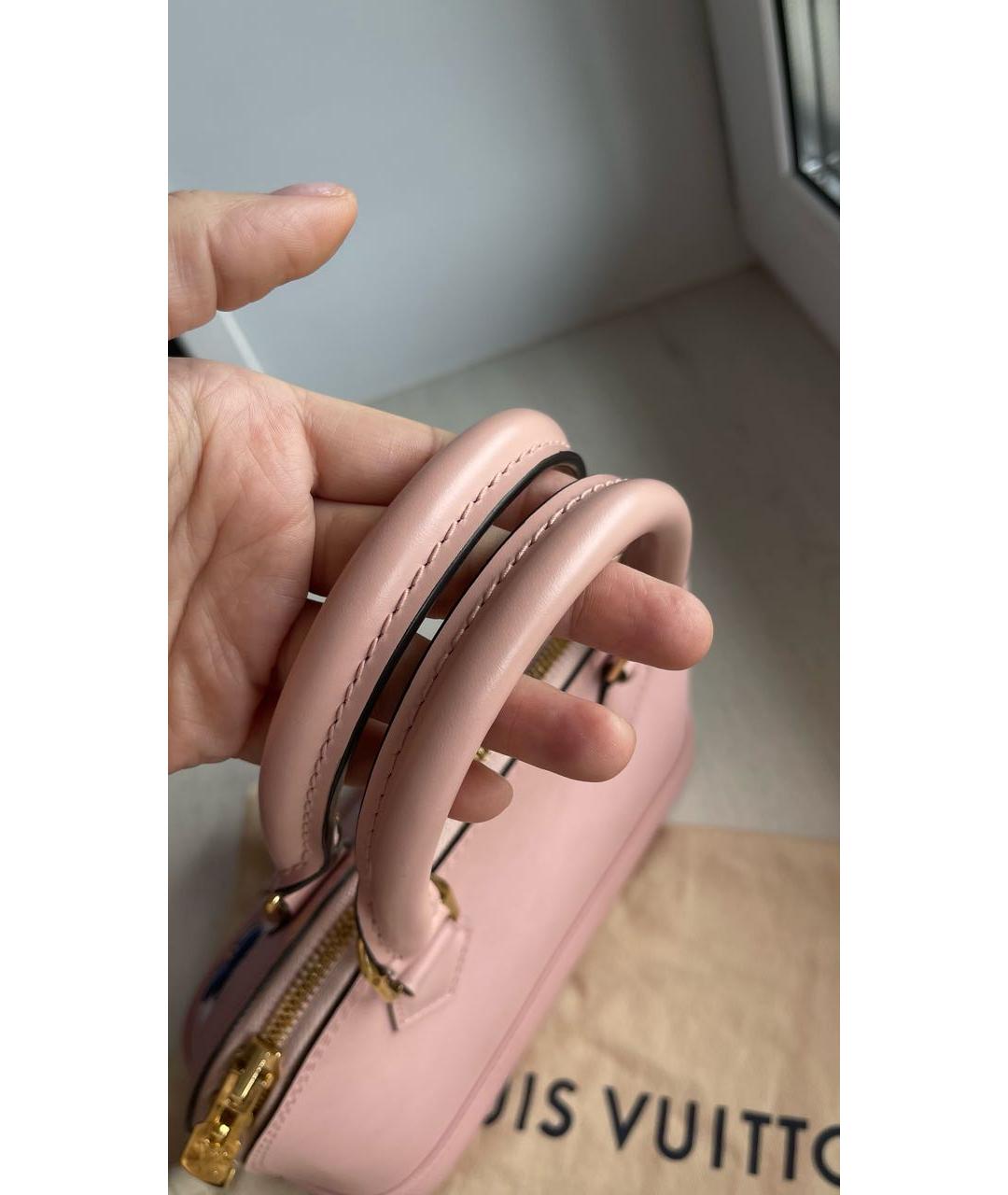 LOUIS VUITTON Розовая кожаная сумка с короткими ручками, фото 4