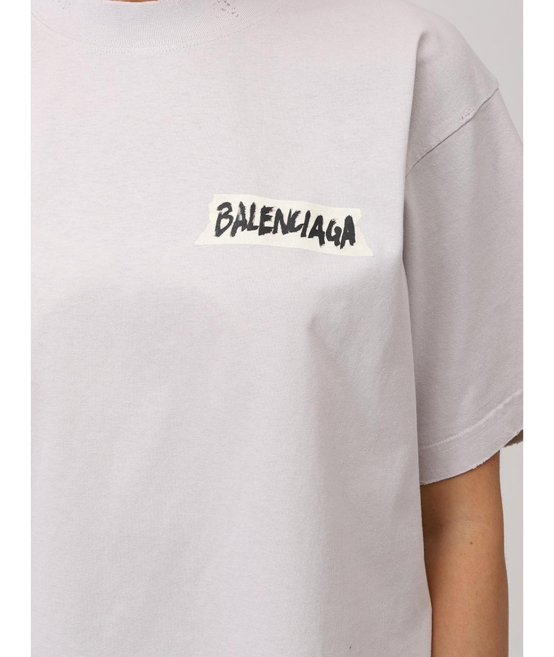BALENCIAGA Серая хлопковая футболка, фото 5