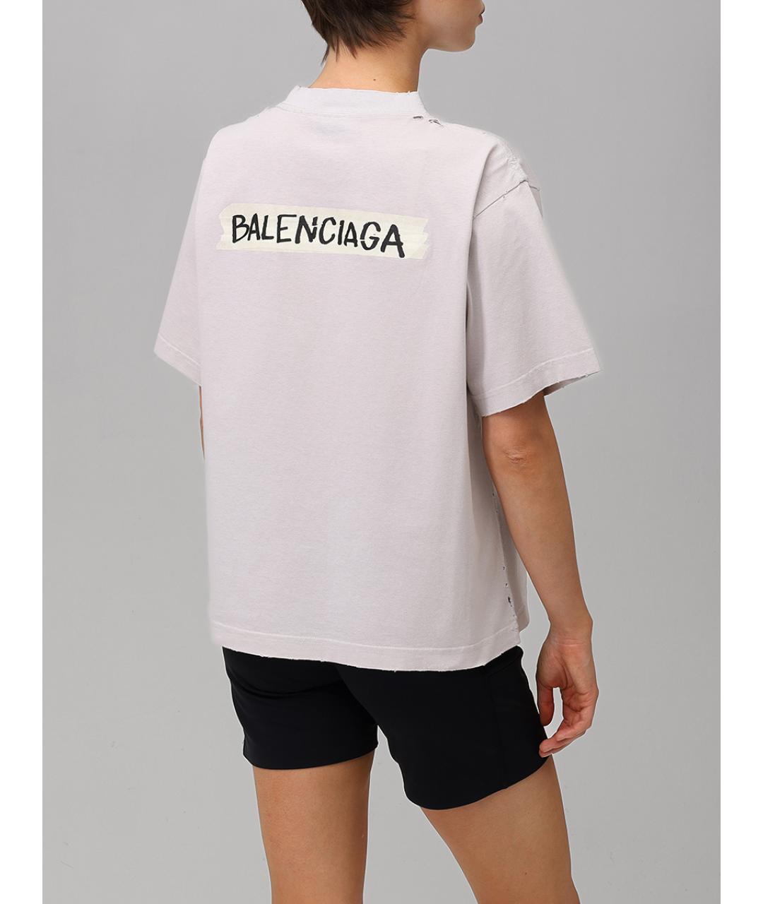 BALENCIAGA Серая хлопковая футболка, фото 3