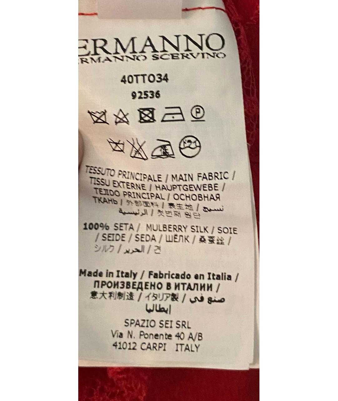 ERMANNO SCERVINO Красная шелковая майка, фото 5