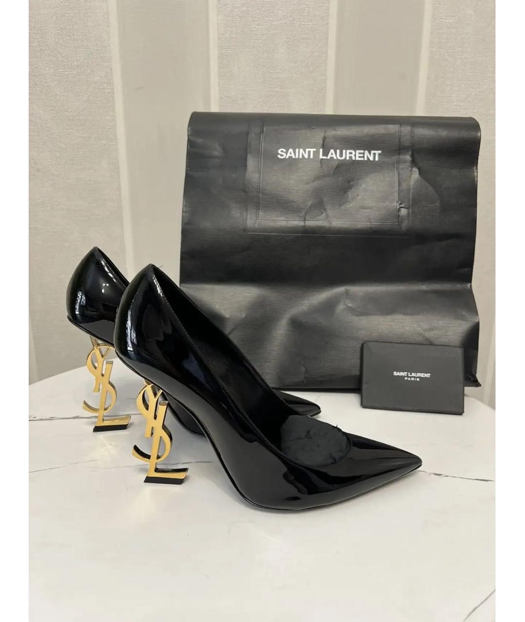 SAINT LAURENT Черные туфли из лакированной кожи, фото 4