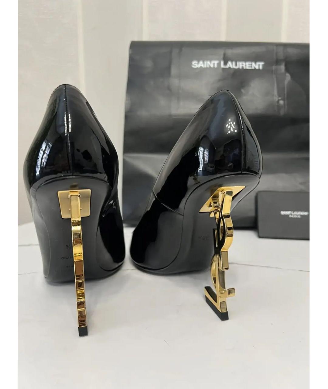 SAINT LAURENT Черные туфли из лакированной кожи, фото 7