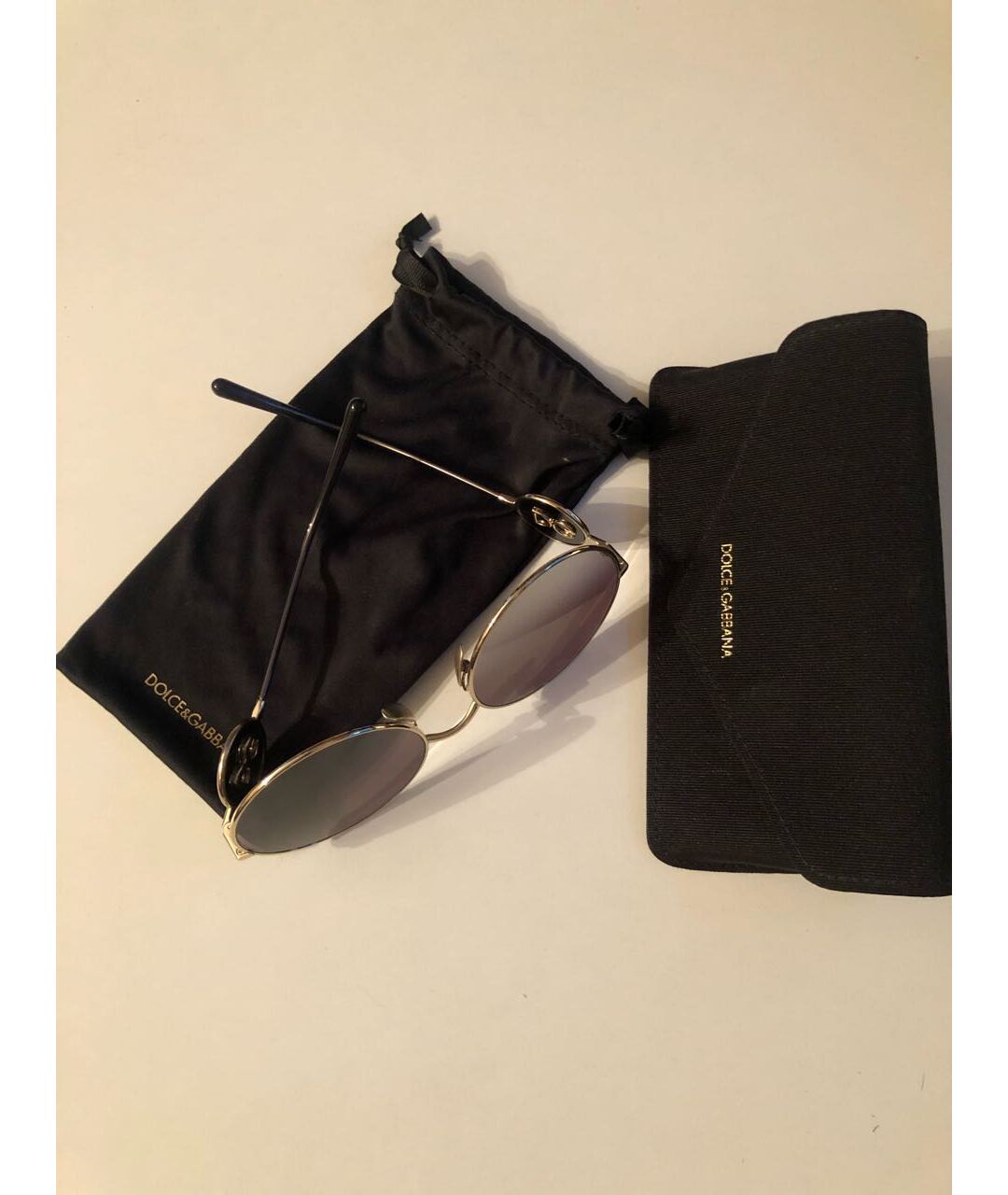 DOLCE&GABBANA Золотые металлические солнцезащитные очки, фото 5