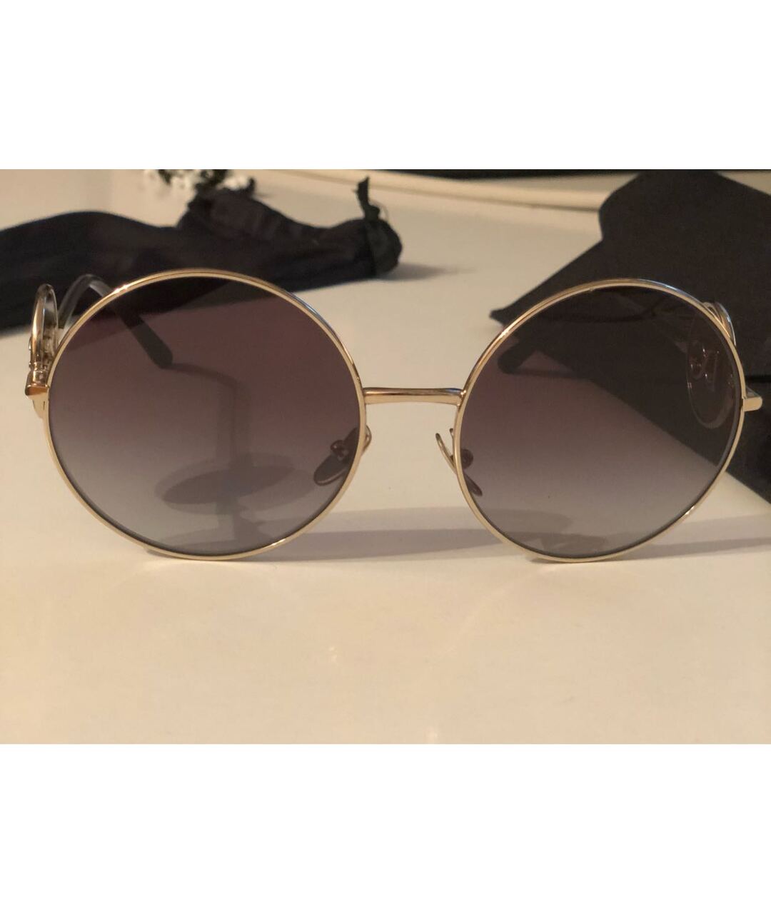 DOLCE&GABBANA Золотые металлические солнцезащитные очки, фото 7