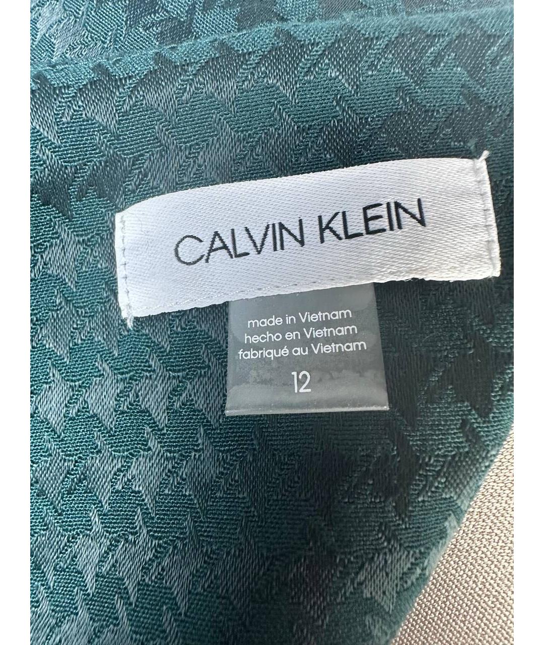 CALVIN KLEIN Зеленое вискозное коктейльное платье, фото 6