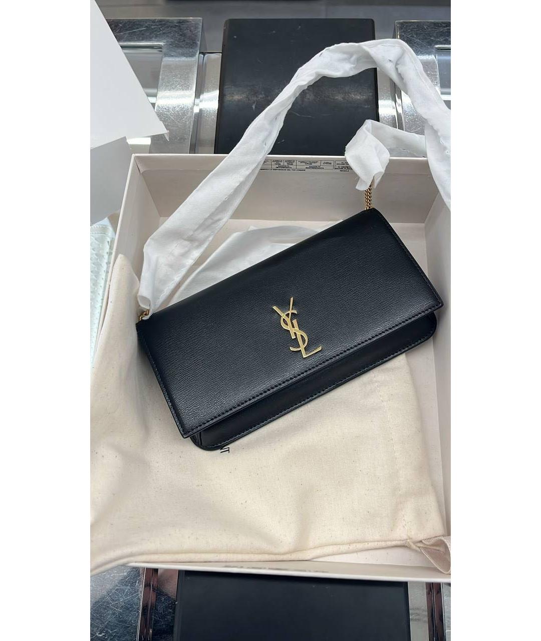 SAINT LAURENT Черная кожаная сумка через плечо, фото 3
