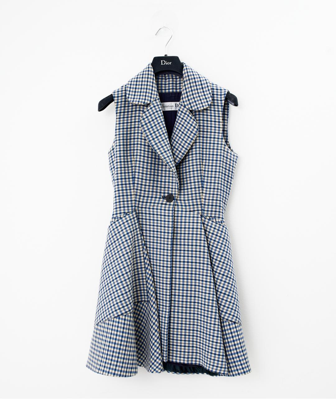 CHRISTIAN DIOR Синее шерстяное повседневное платье, фото 5