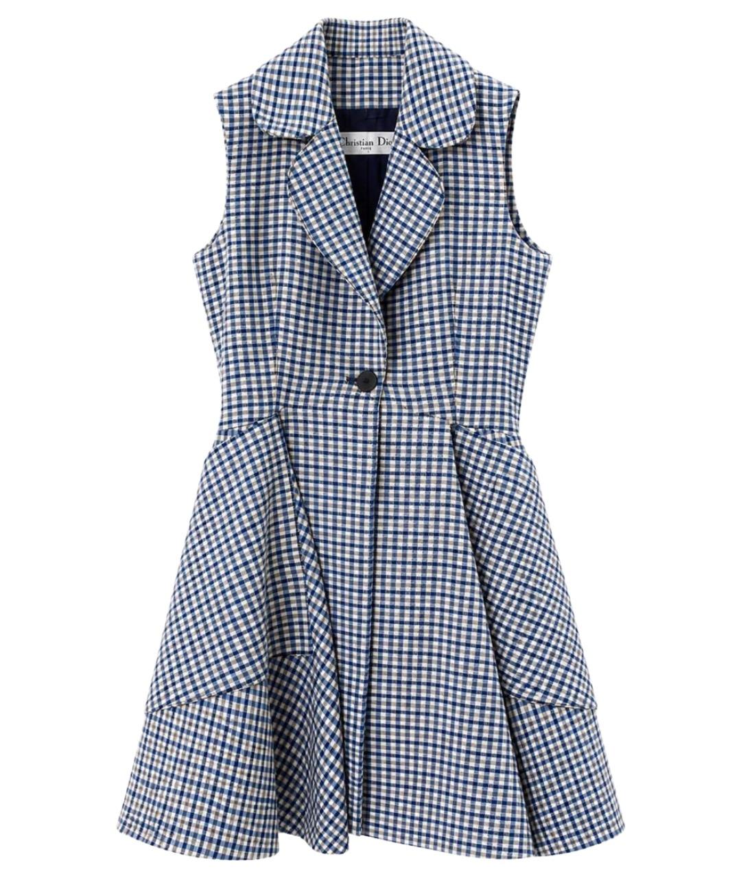CHRISTIAN DIOR Синее шерстяное повседневное платье, фото 1