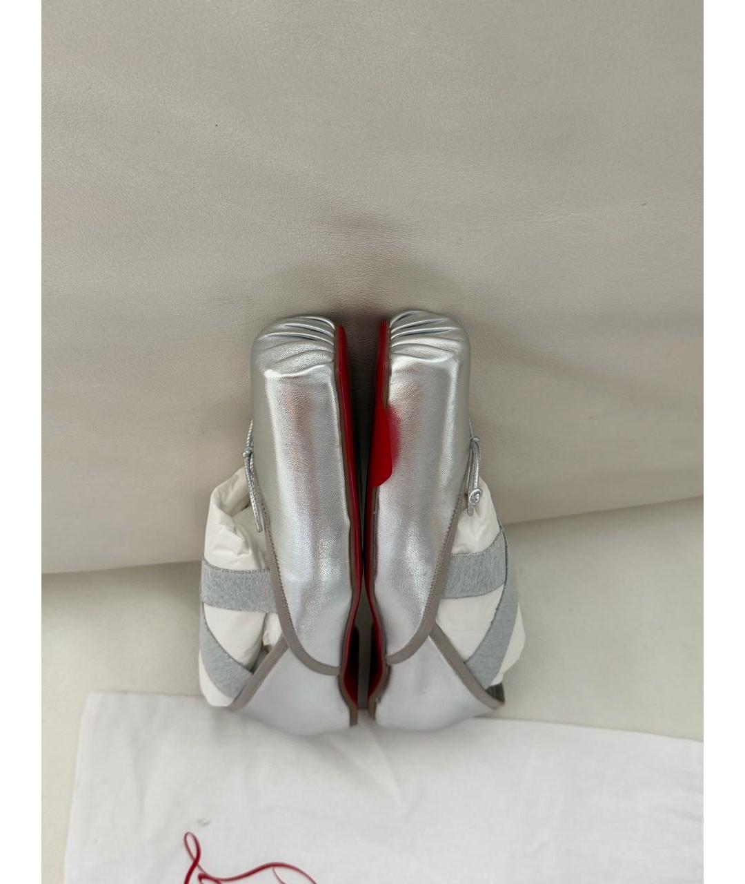 CHRISTIAN LOUBOUTIN Серебряные кожаные балетки, фото 7