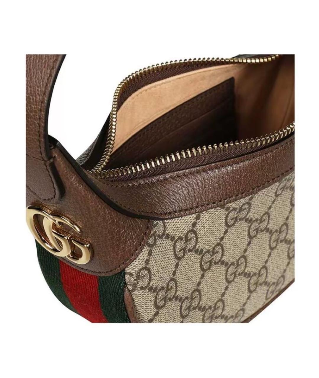 GUCCI Коричневая канва сумка с короткими ручками, фото 4