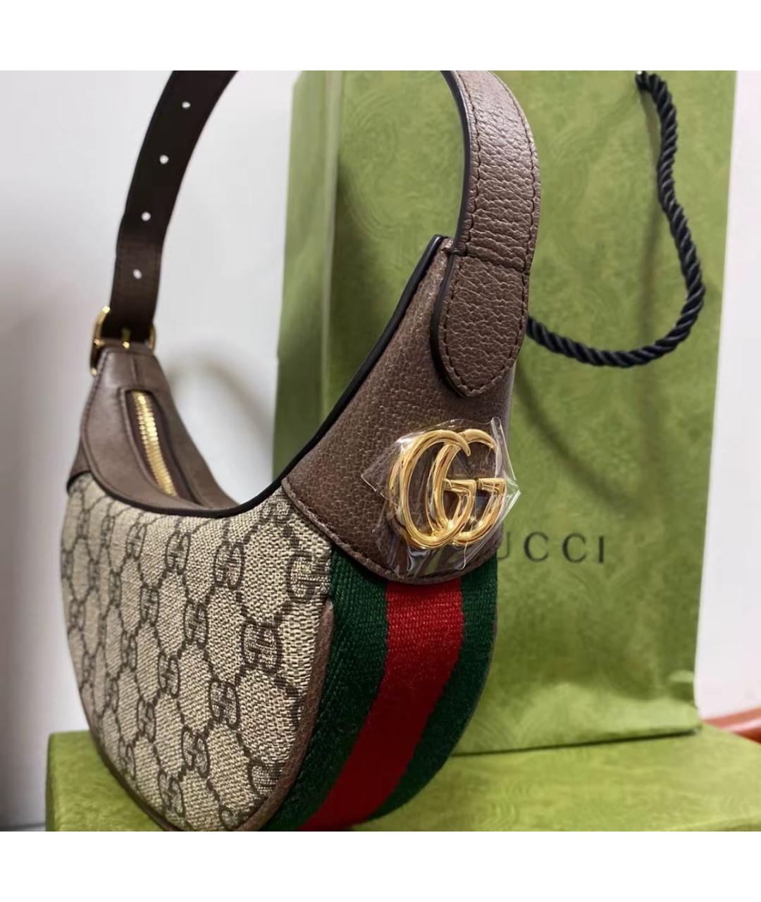 GUCCI Коричневая канва сумка с короткими ручками, фото 6
