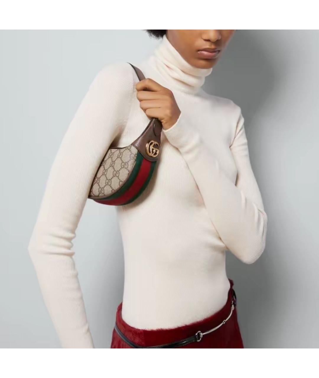 GUCCI Коричневая канва сумка с короткими ручками, фото 5