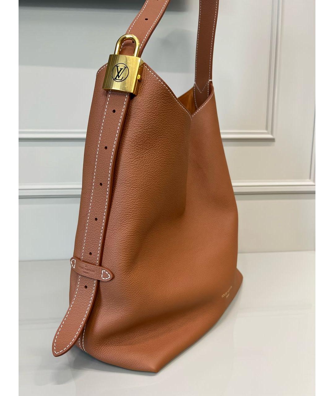 LOUIS VUITTON Коричневая кожаная сумка тоут, фото 2