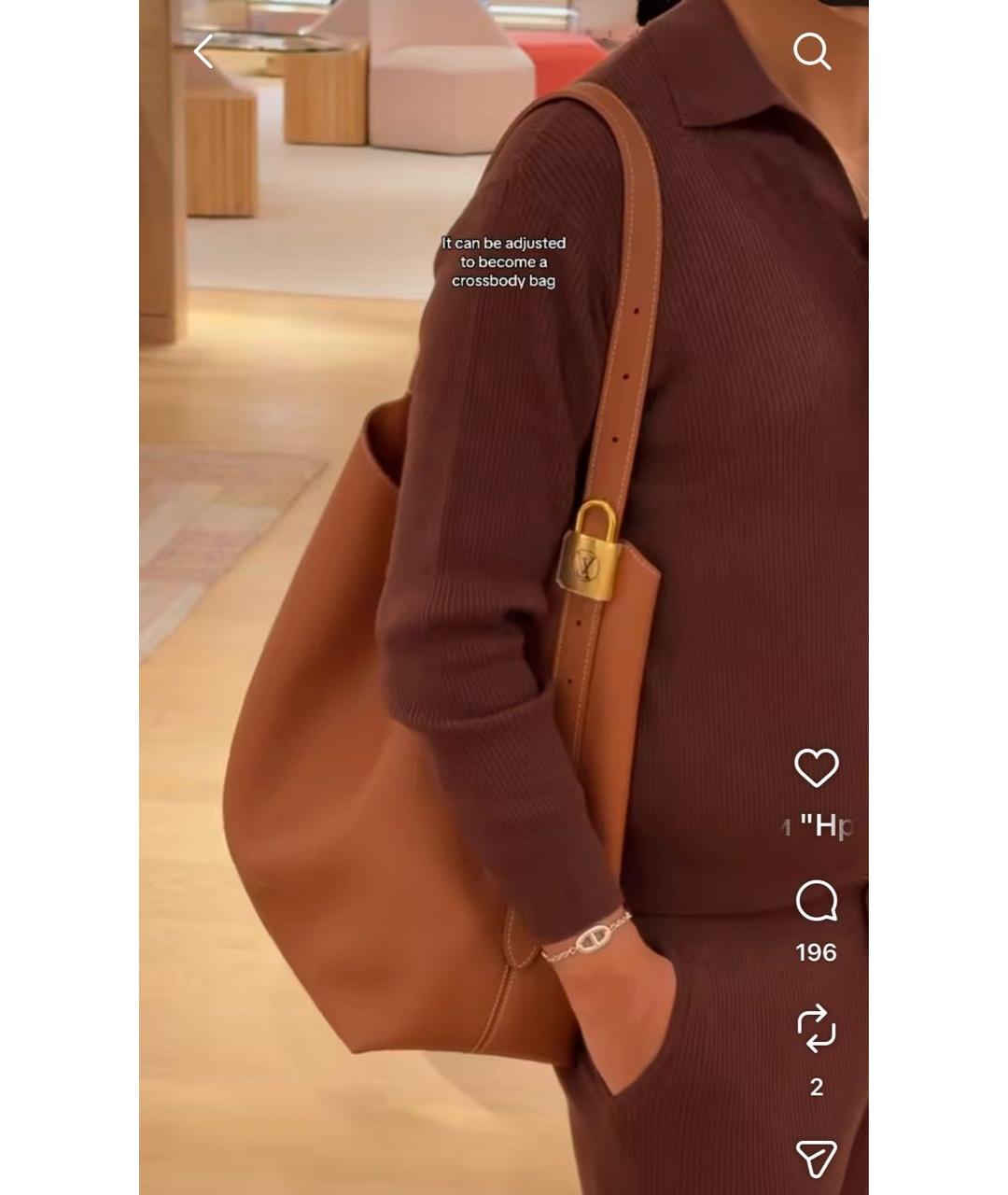 LOUIS VUITTON Коричневая кожаная сумка тоут, фото 8