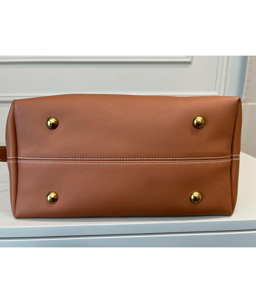 LOUIS VUITTON Коричневая кожаная сумка тоут, фото 4