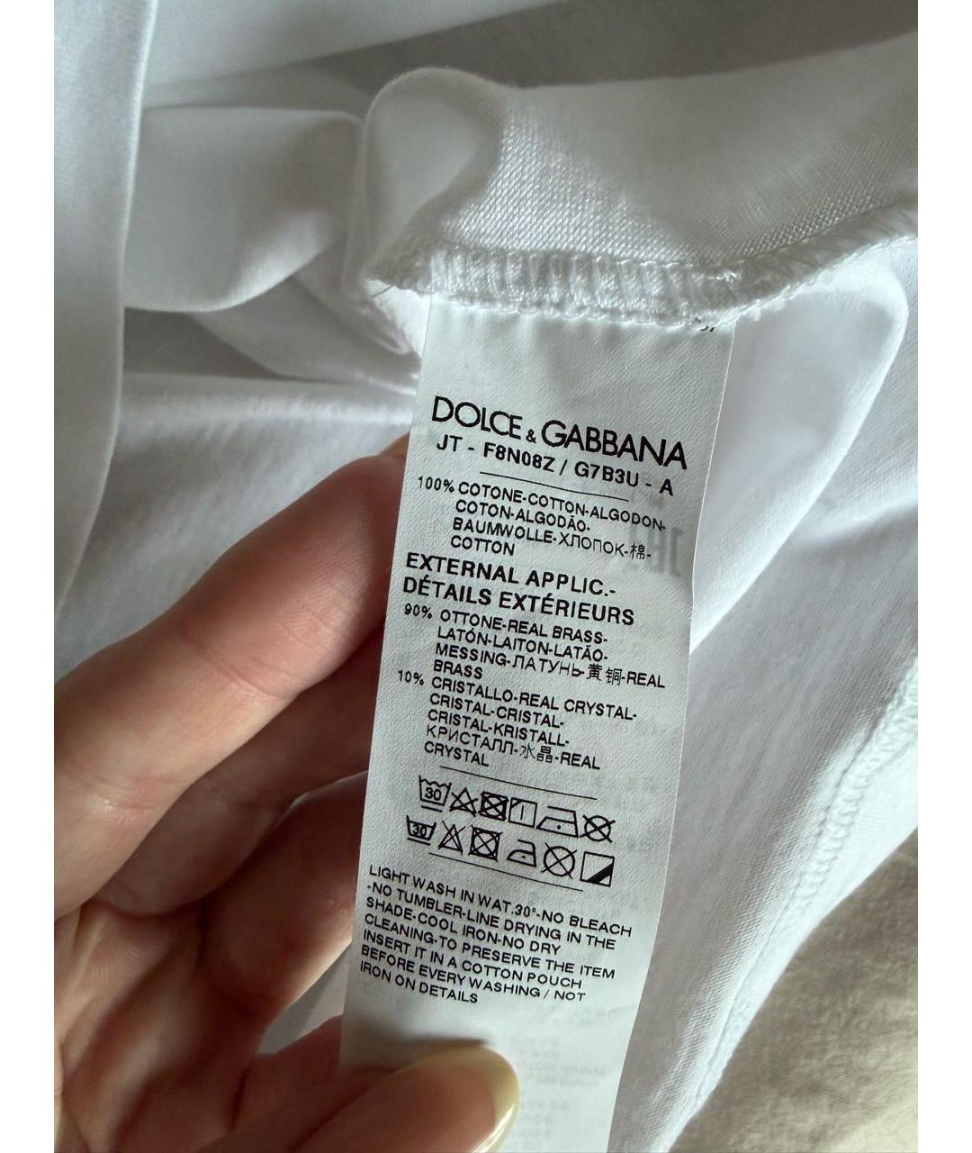 DOLCE&GABBANA Белая хлопковая футболка, фото 6