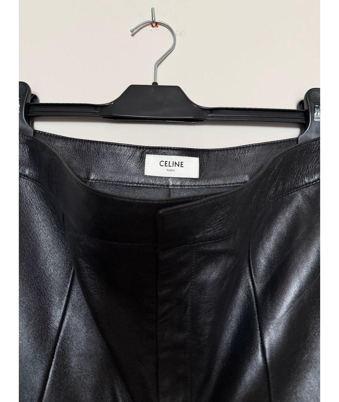 CELINE Черные кожаные шорты, фото 3