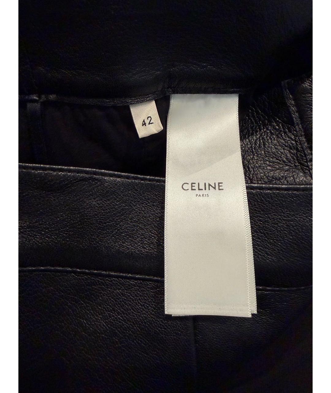 CELINE Черные кожаные шорты, фото 2