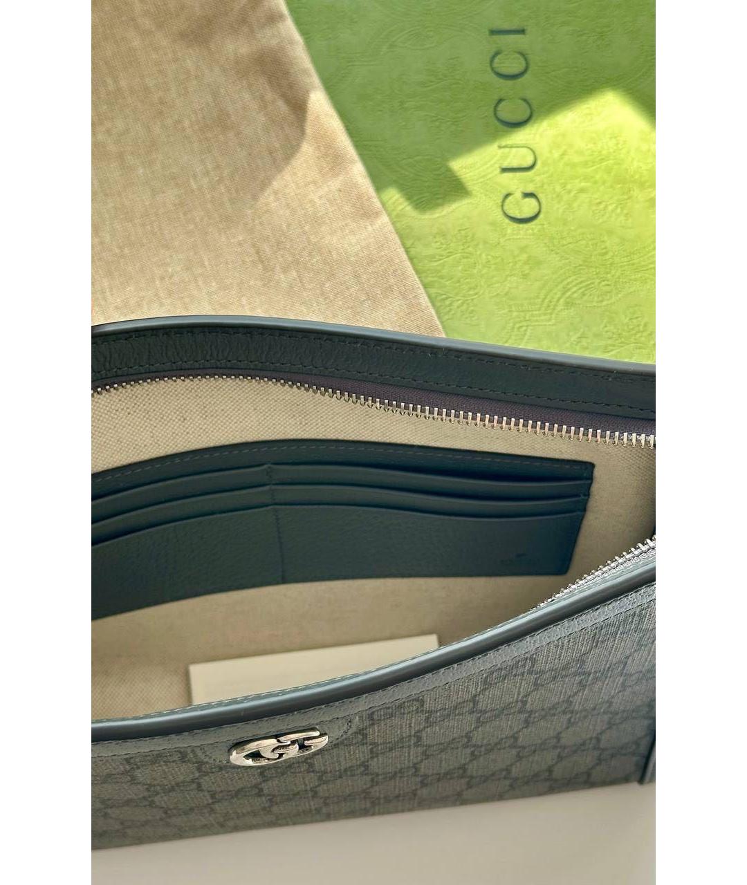 GUCCI Хаки канва барсетка, фото 4