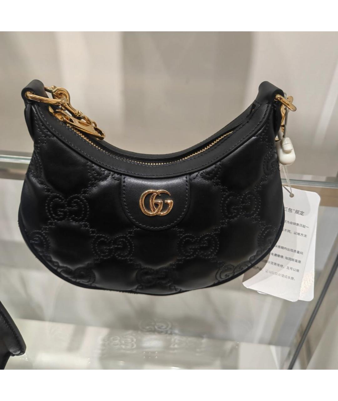 GUCCI Черная кожаная сумка через плечо, фото 7