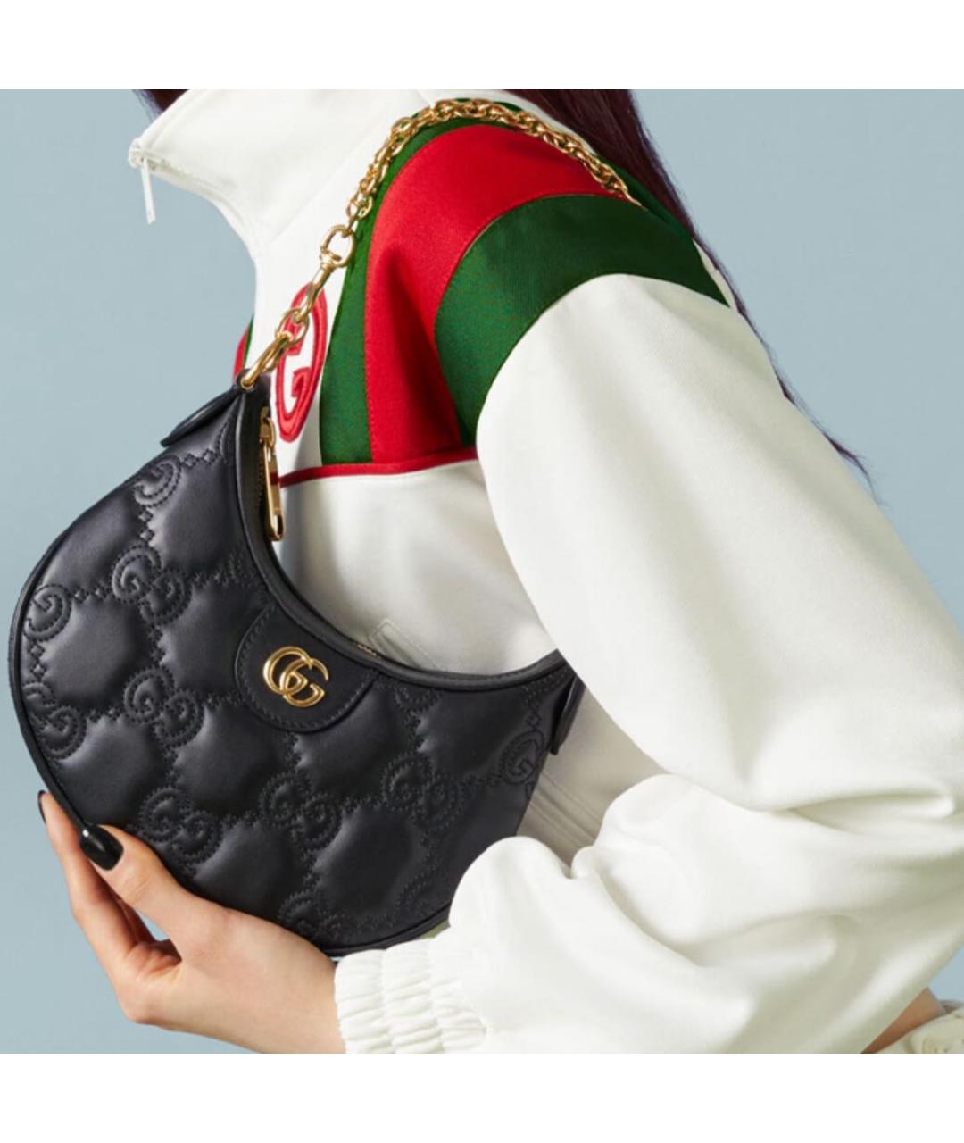 GUCCI Черная кожаная сумка через плечо, фото 6