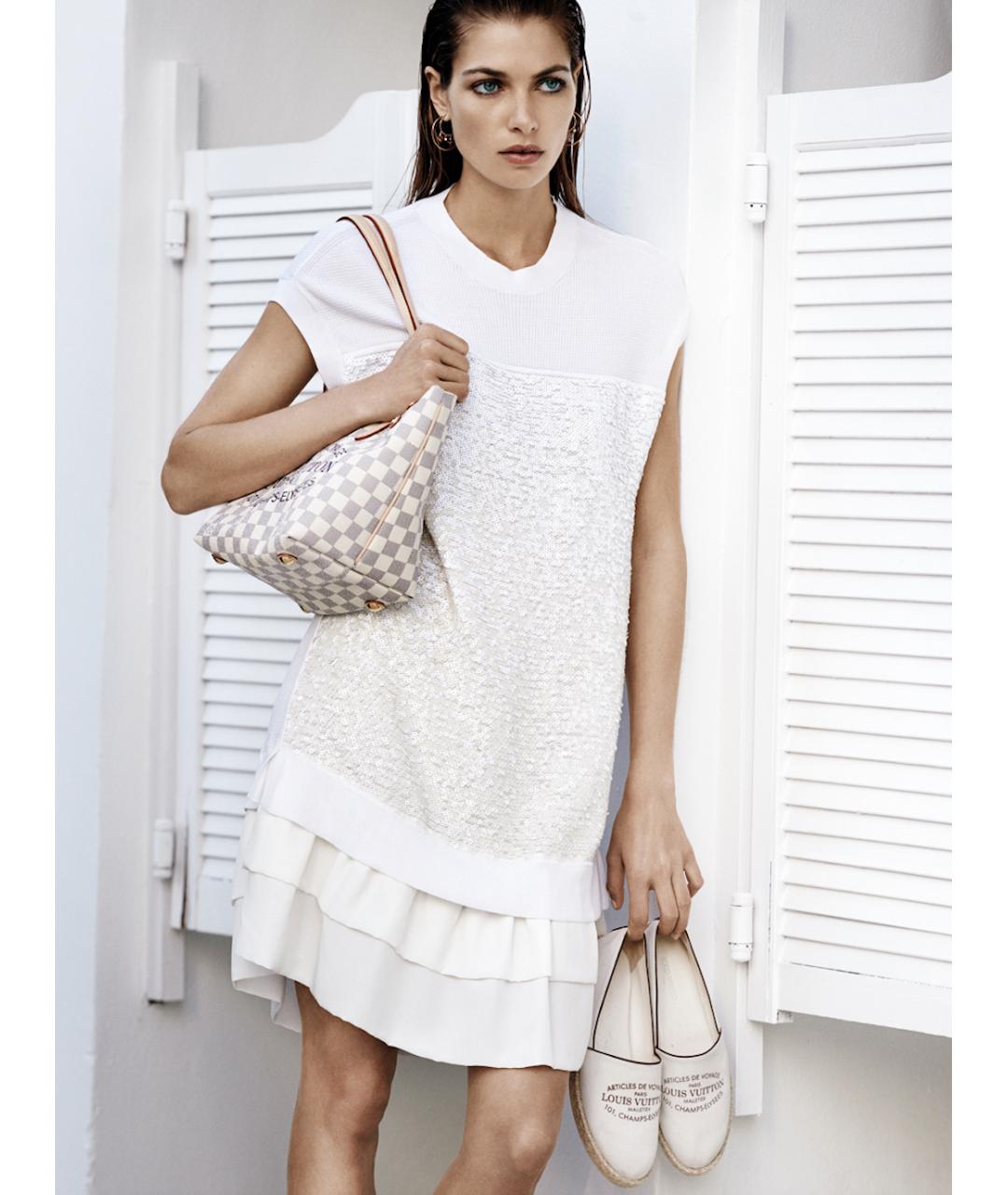 LOUIS VUITTON Белое хлопковое повседневное платье, фото 4