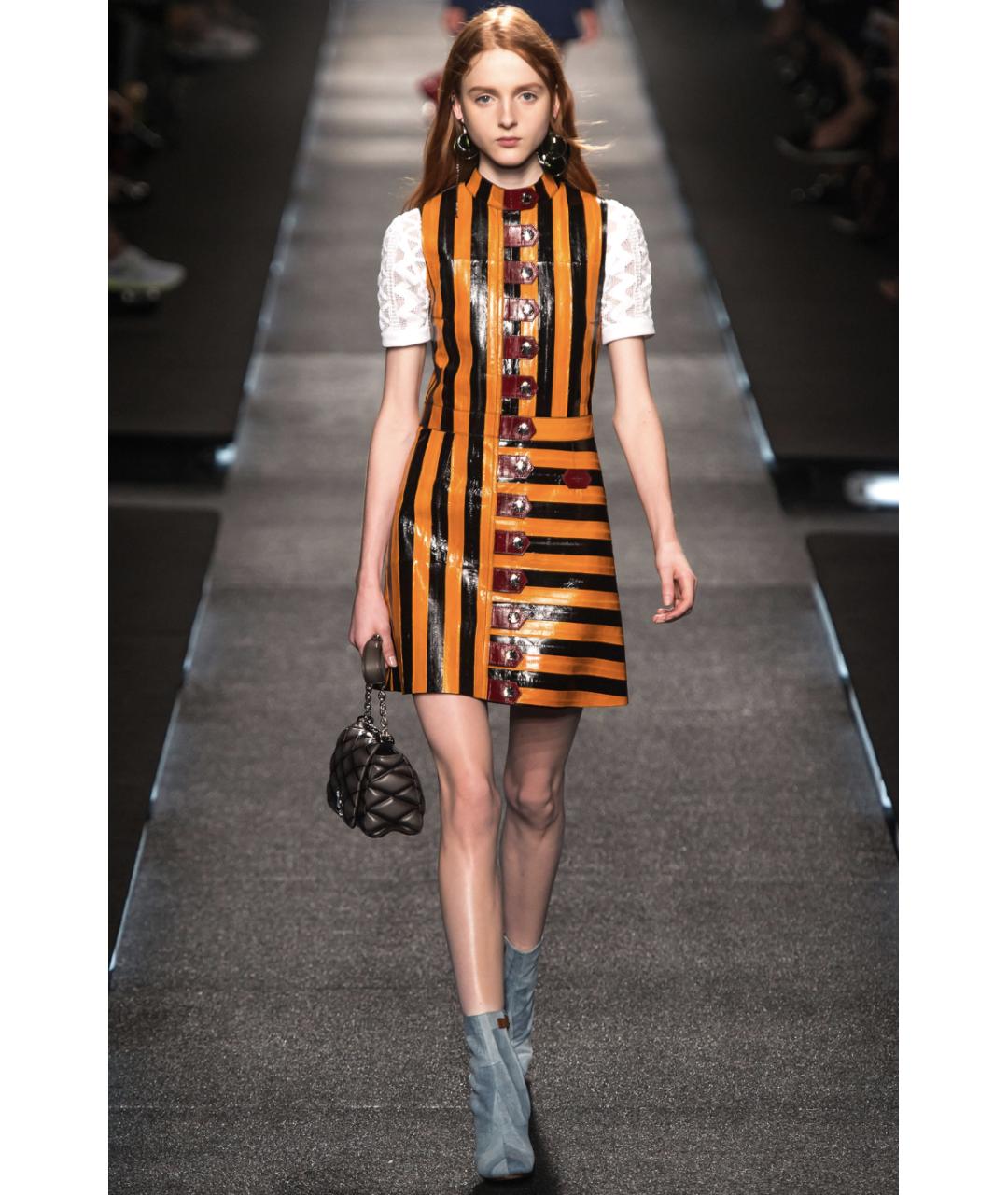 LOUIS VUITTON Оранжевое кожаное повседневное платье, фото 3