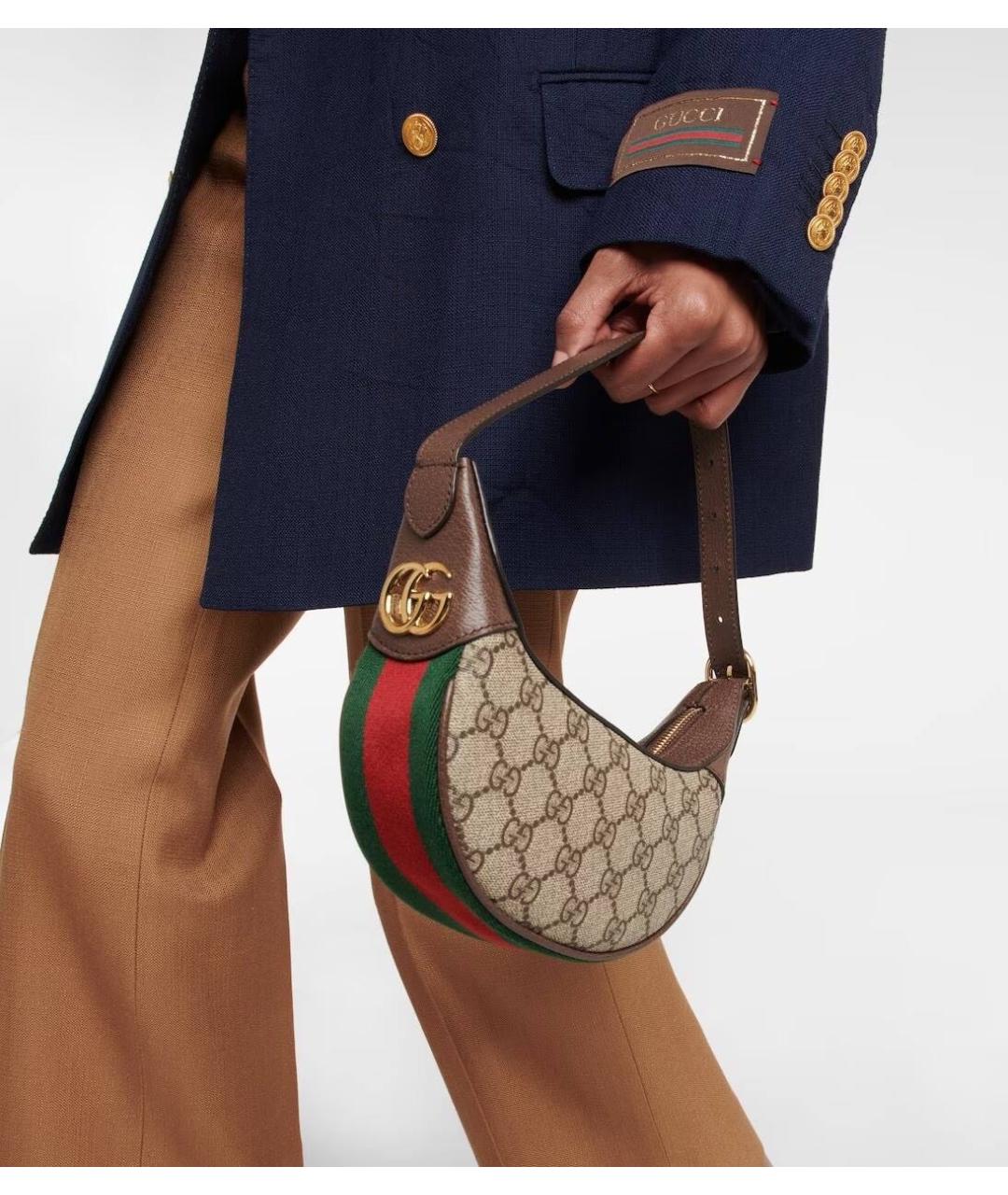 GUCCI Бежевая канва сумка с короткими ручками, фото 5
