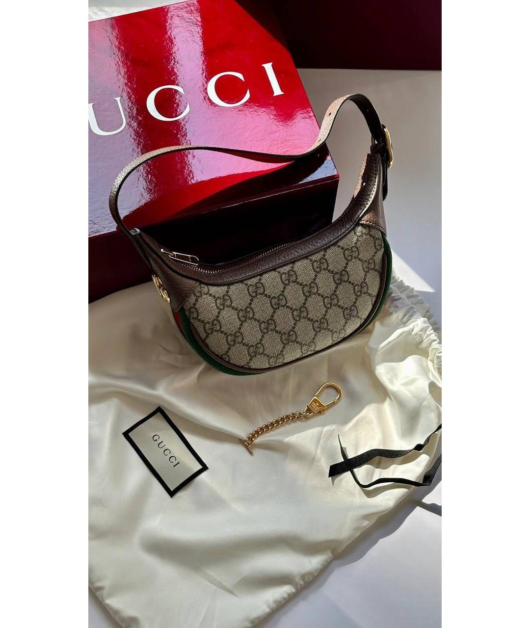 GUCCI Бежевая канва сумка с короткими ручками, фото 6