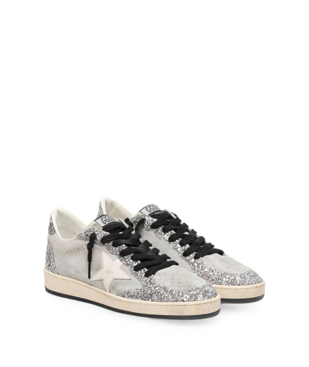 GOLDEN GOOSE Серебряные кожаные кеды, фото 2