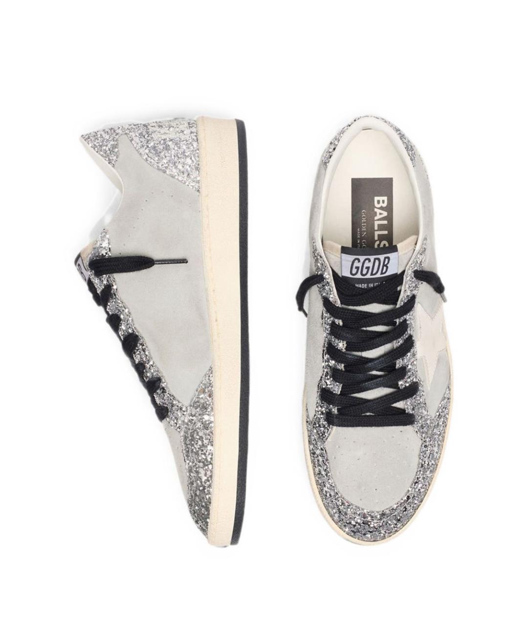 GOLDEN GOOSE Серебряные кожаные кеды, фото 3