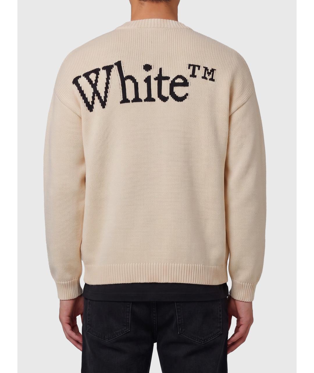 OFF-WHITE Бежевый шерстяной джемпер / свитер, фото 2